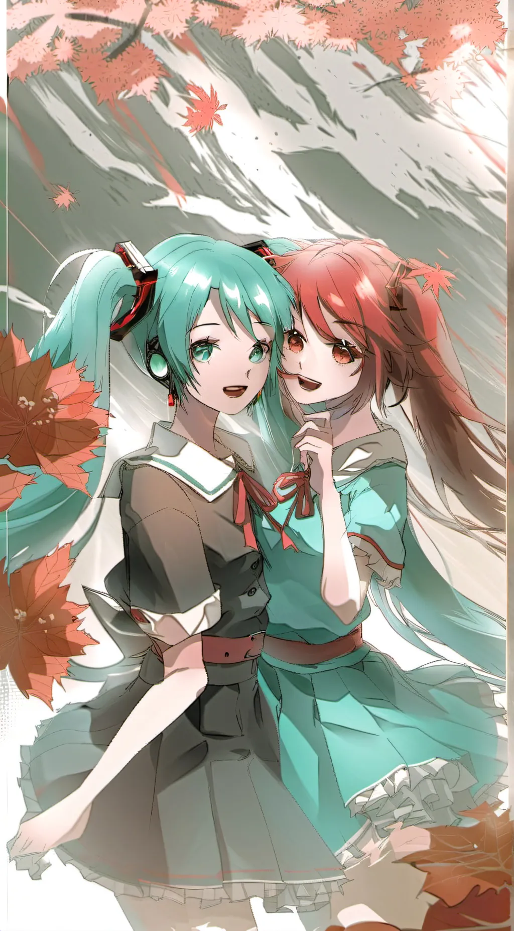 ai character: Miku and Teto background