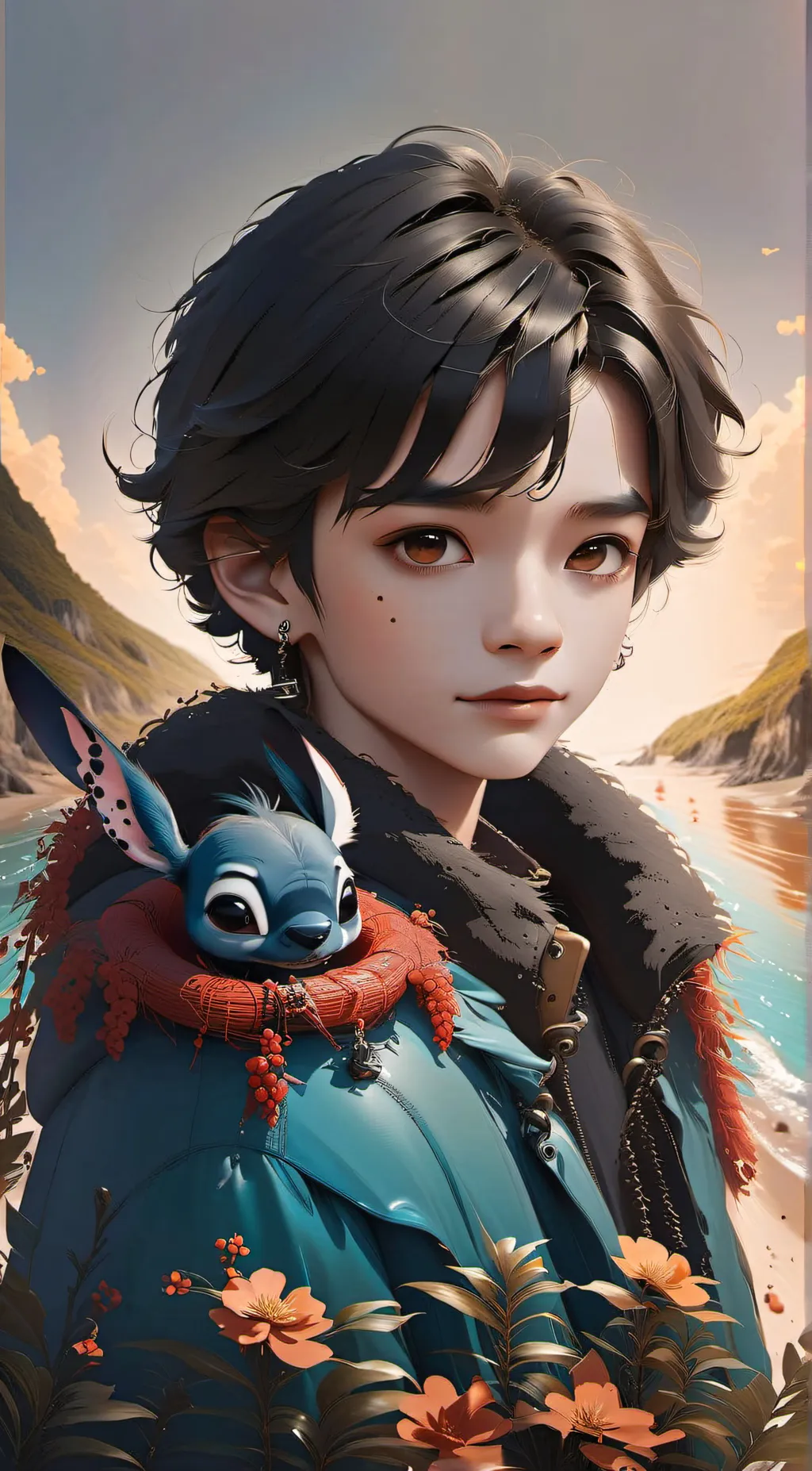ai character: You and stitch background