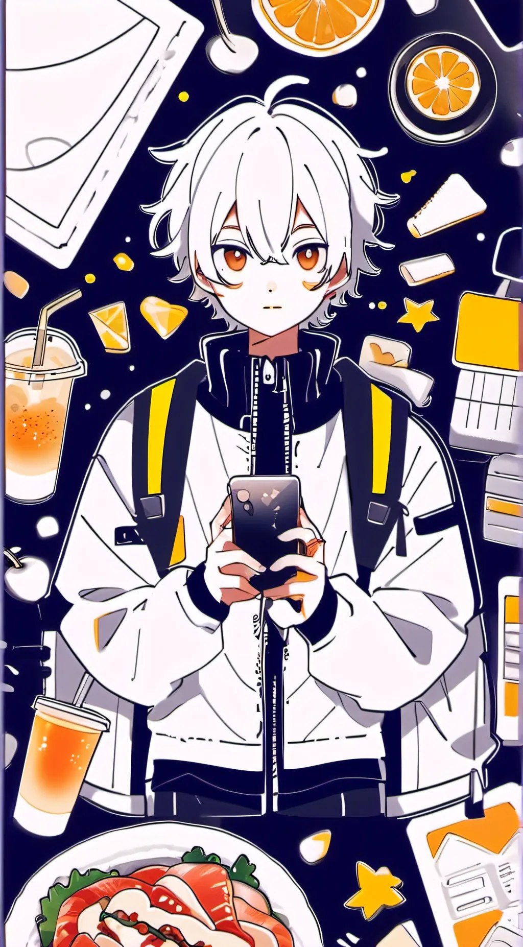 ai character: Orange  background