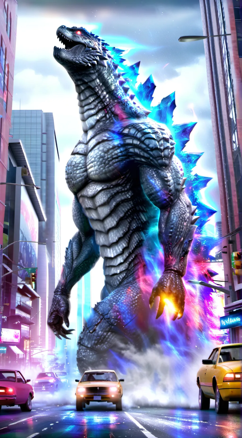 ai character: Godzilla king background