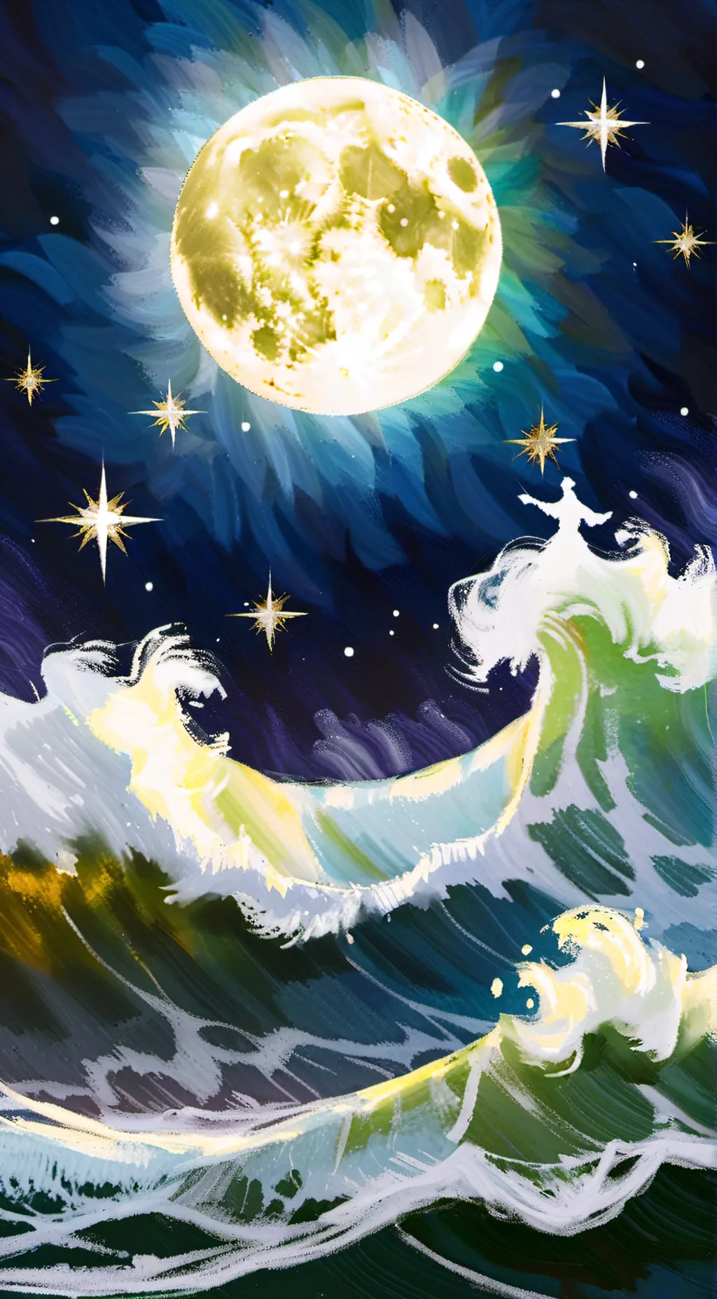 ai character: moon and star background
