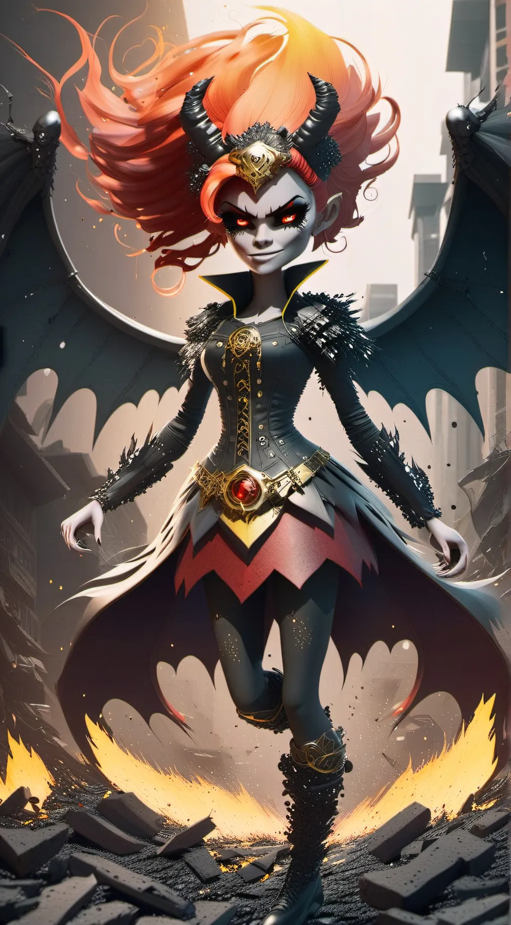 ai character: Demon sunset background