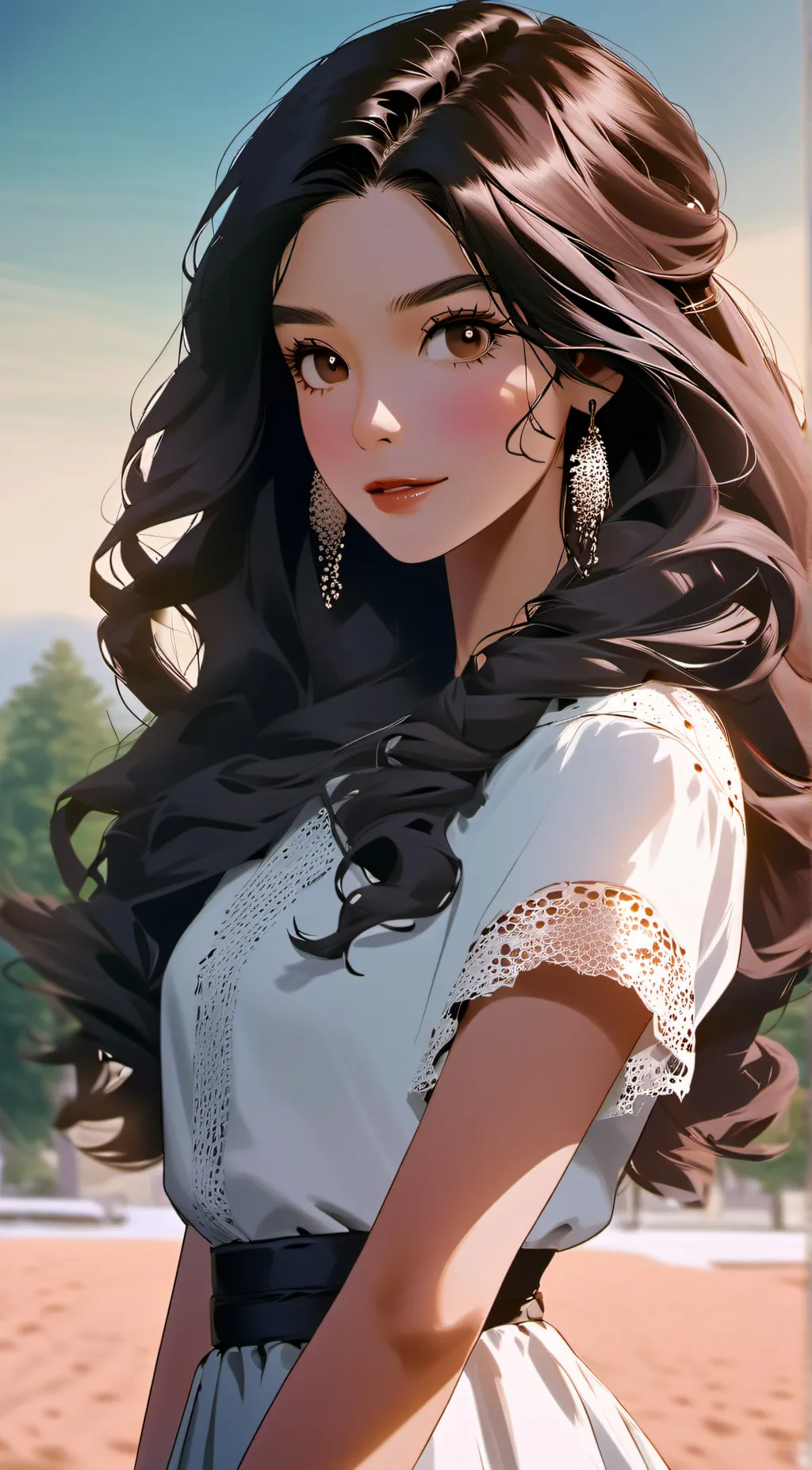 ai character: Lena blossom background
