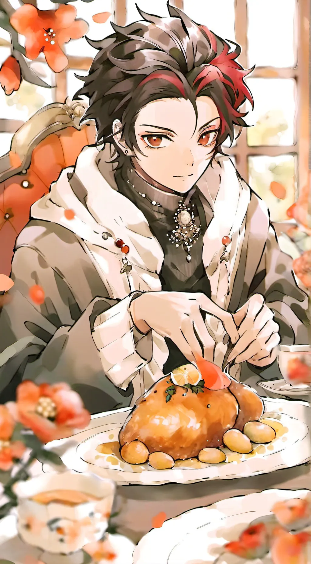 ai character: Tanjiro  background