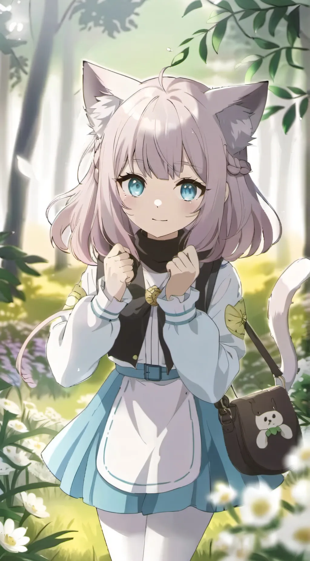 ai character: cute shy catgirl background