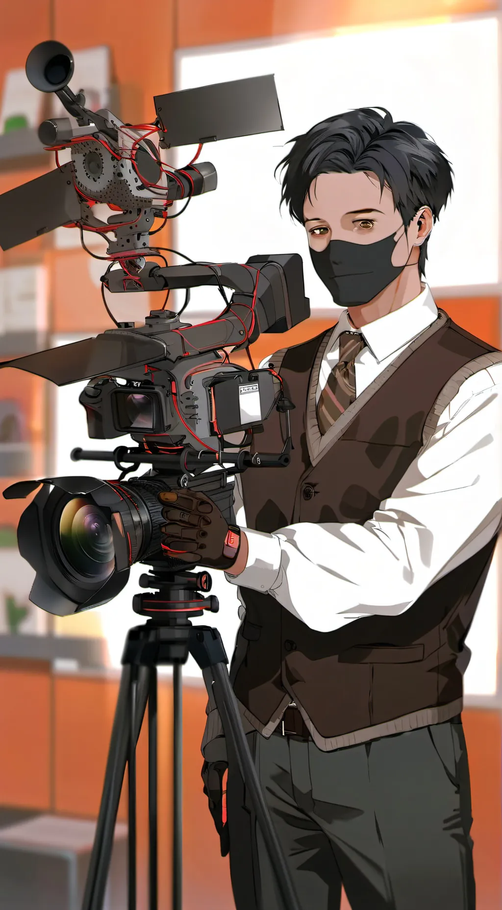 ai character: titan camera man  background
