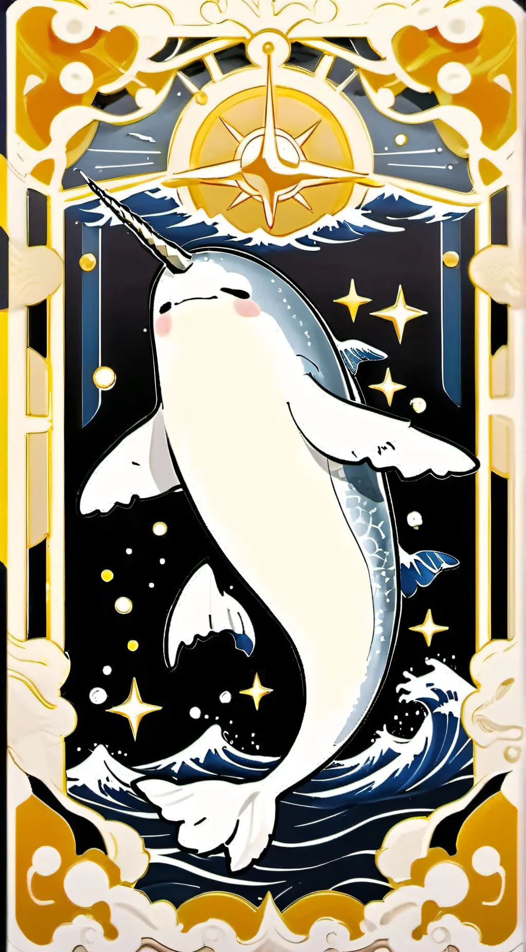 ai character: narwhal merchant background