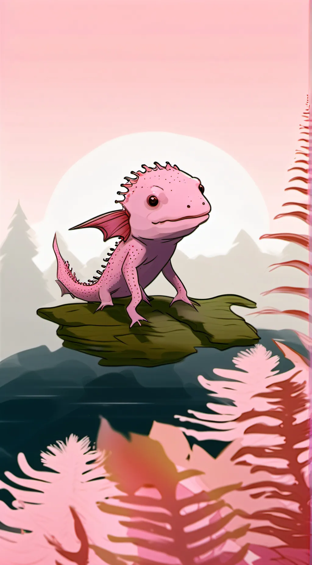 ai character: Cute axolotl background