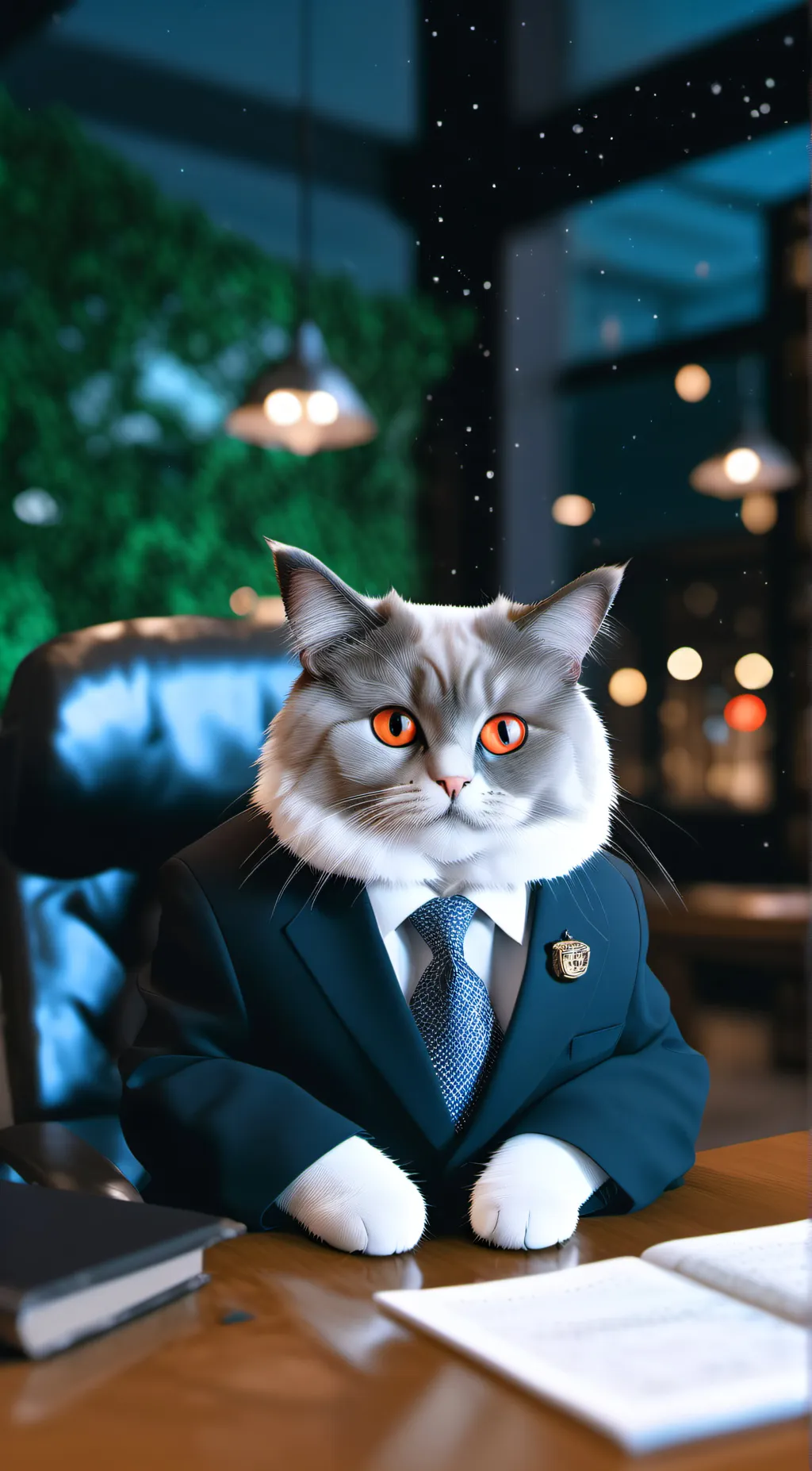 ai character: Kitty cat lawyer background