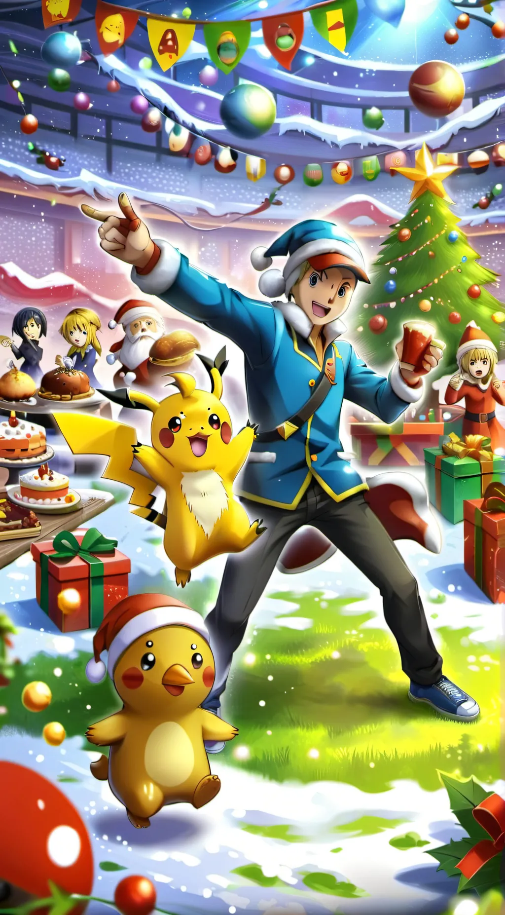 ai character: pokemon chrismas  background
