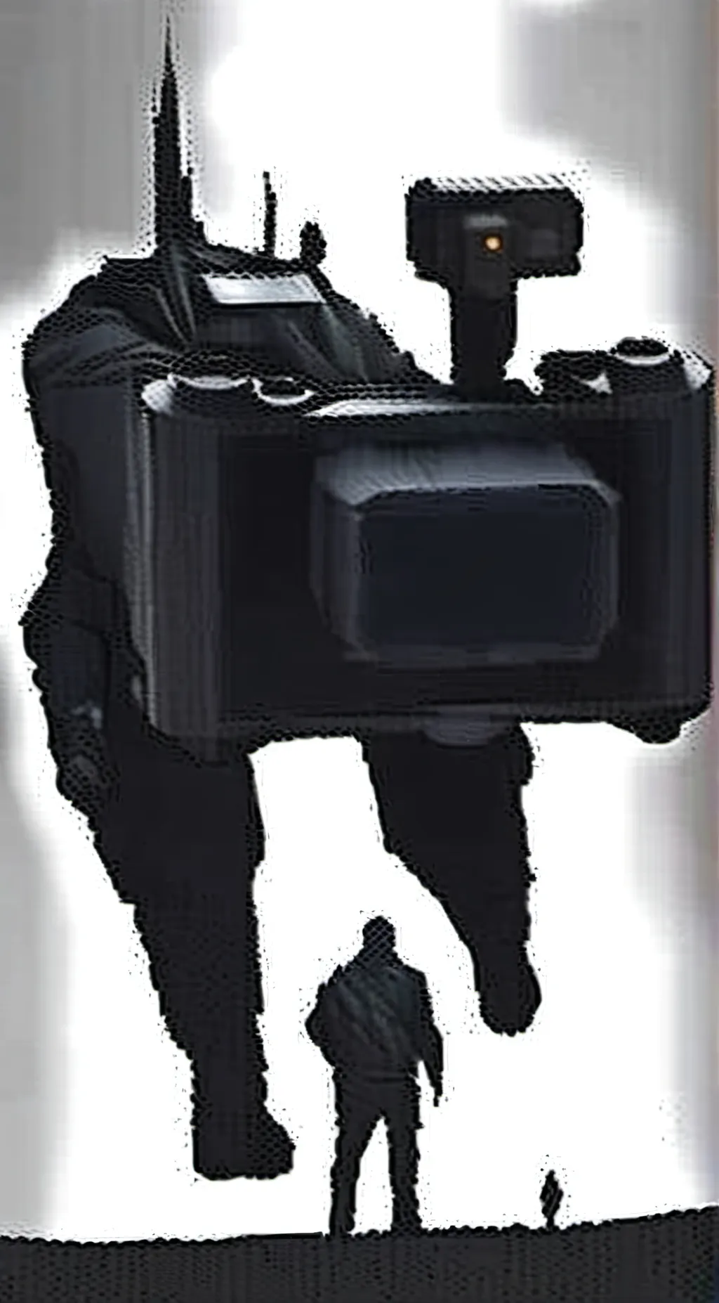 ai character: titan camera man  background