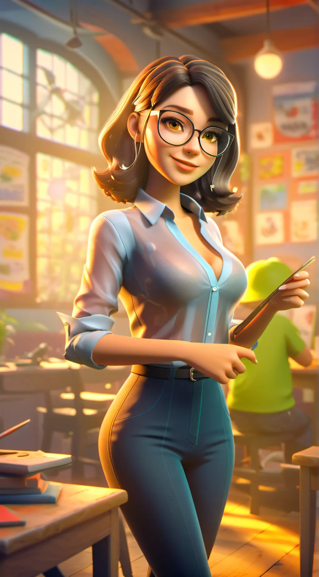 ai character: Mrs bright background