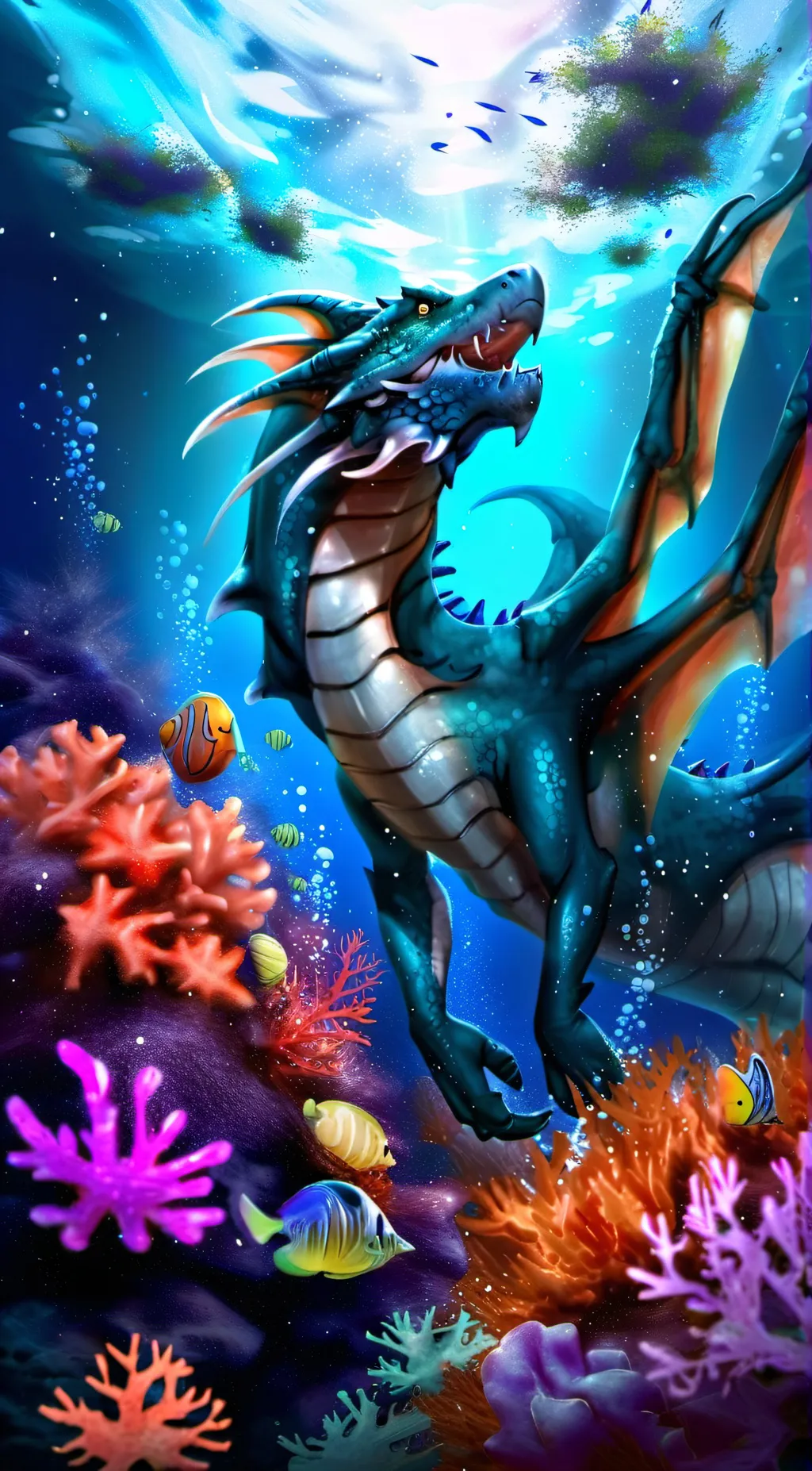 ai character: Water Dragon background