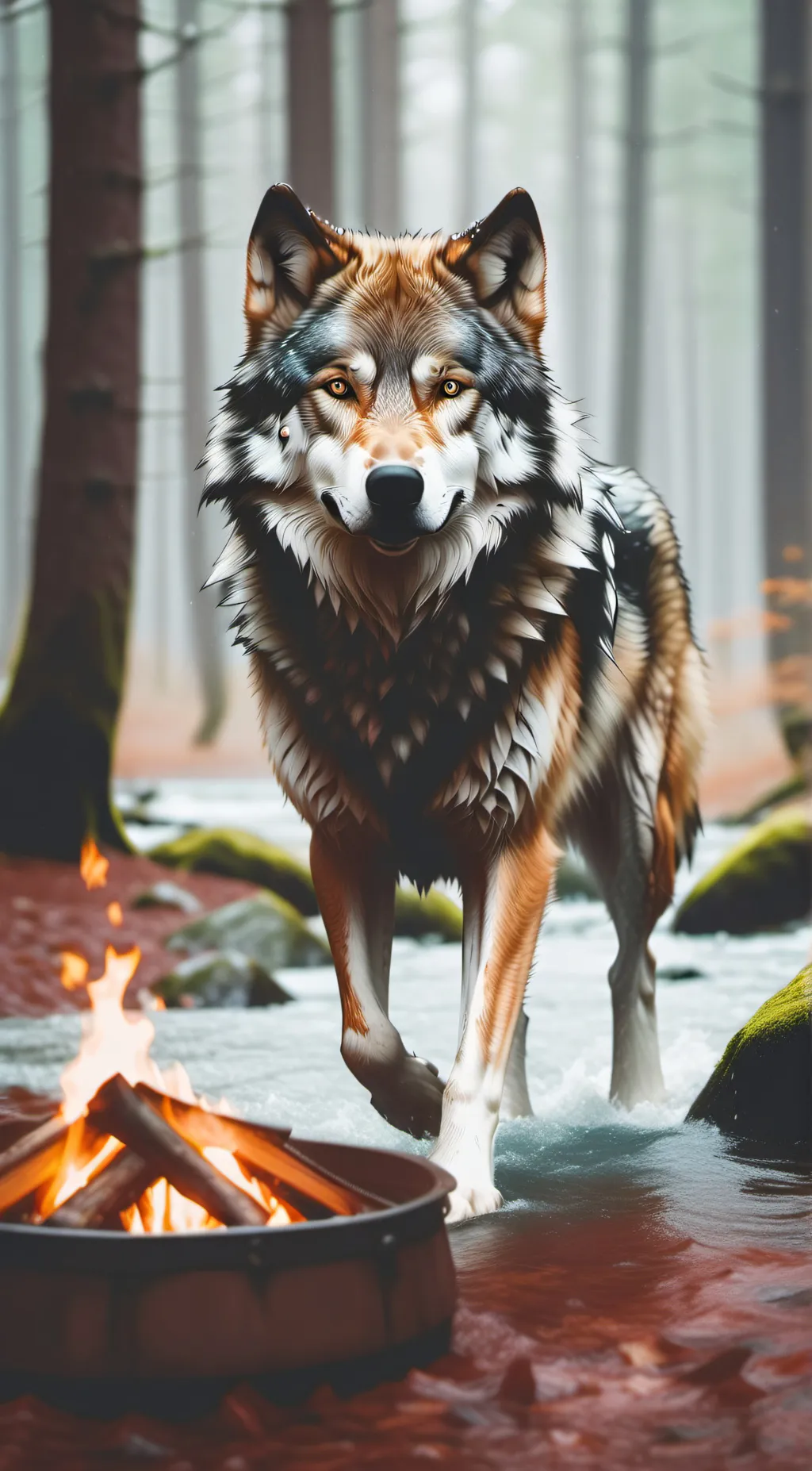 ai character: fire wind and wate background