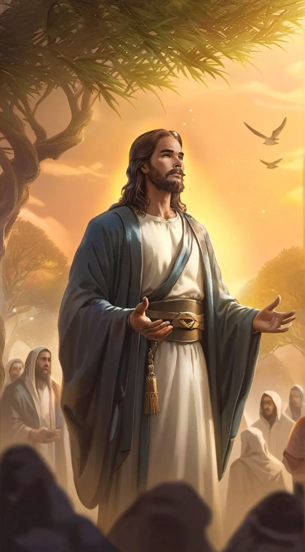 ai character: Jesus  background