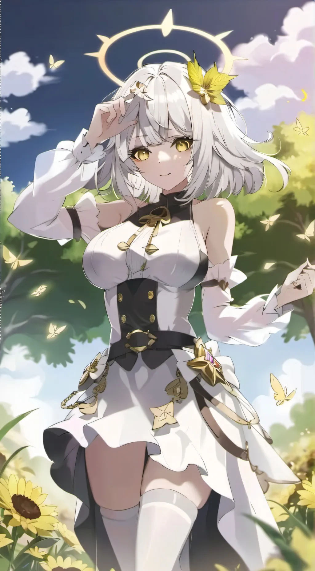 ai character: Swan flower background