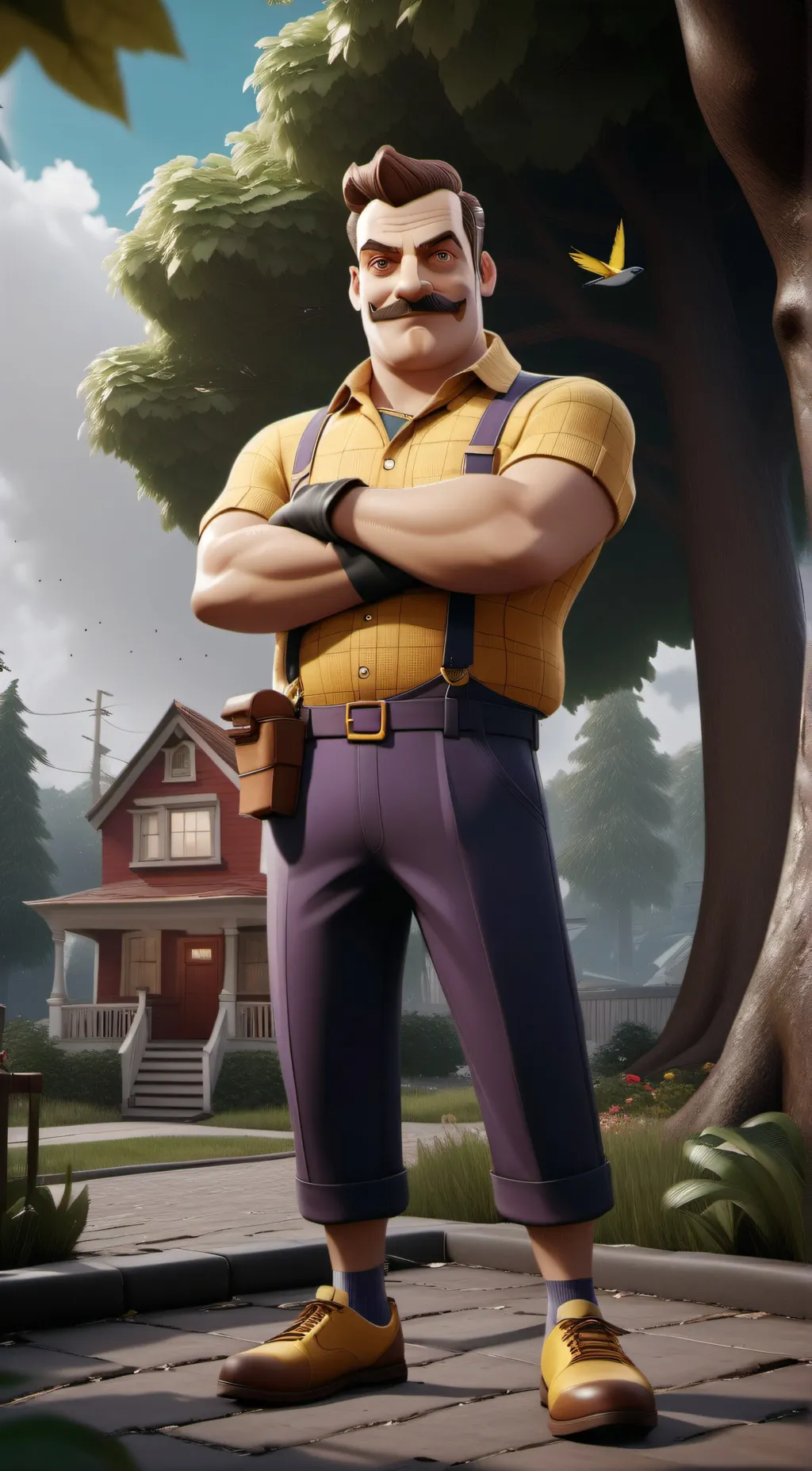 ai character: Hello neighbor  background