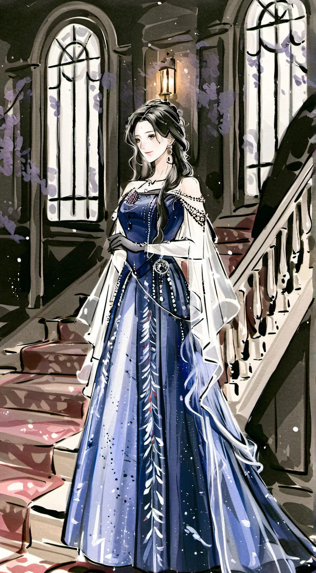 ai character: women at night background