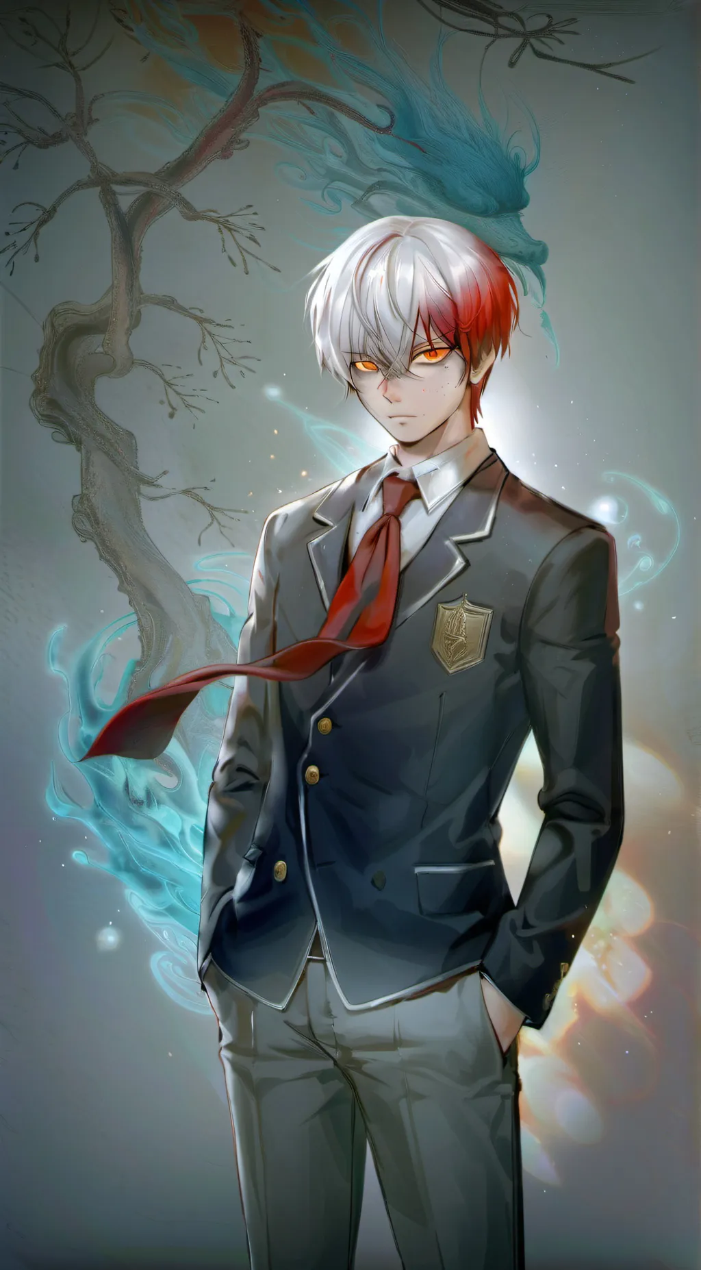 ai character: Shoto todoroki  background