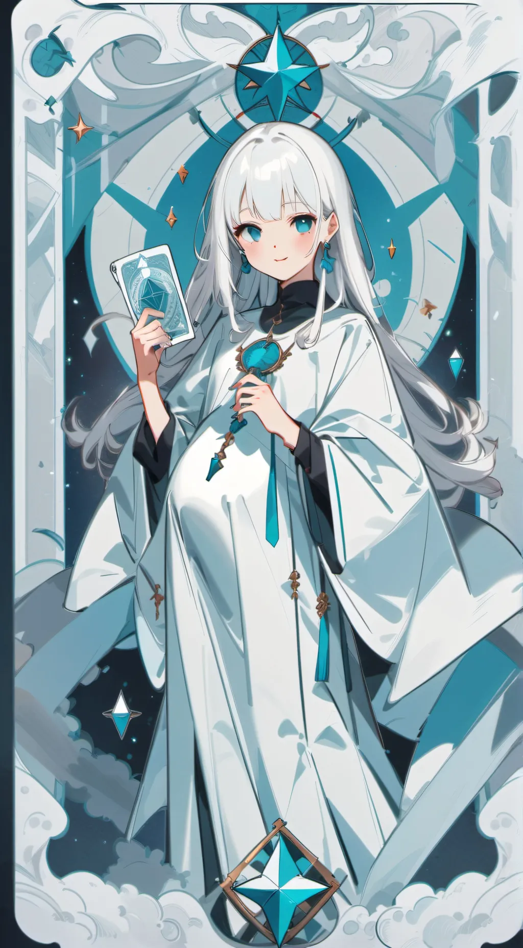 ai character: pregnant silver background