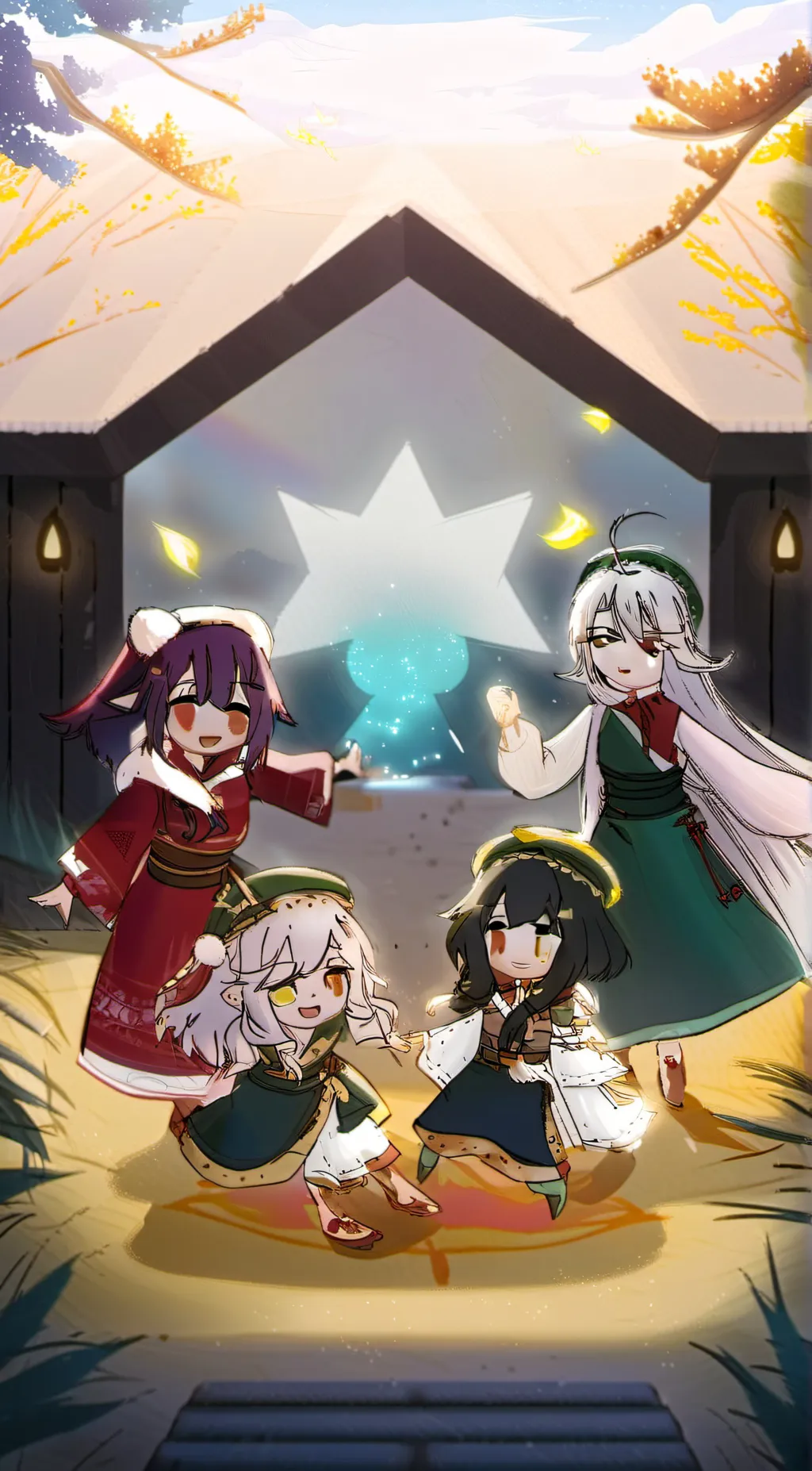 ai character: Lyn,Crystal,amber, background