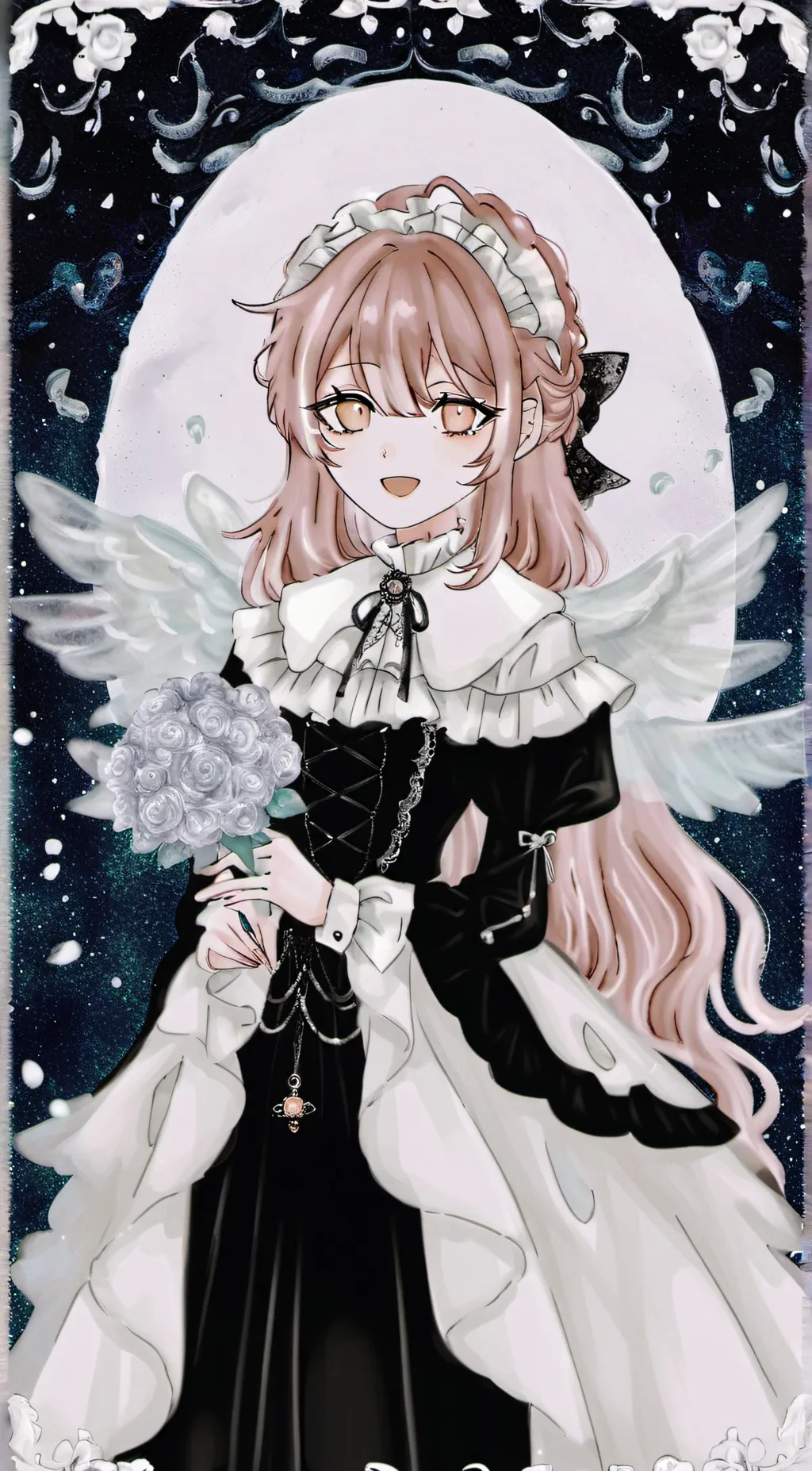 ai character: DDLC but goth background