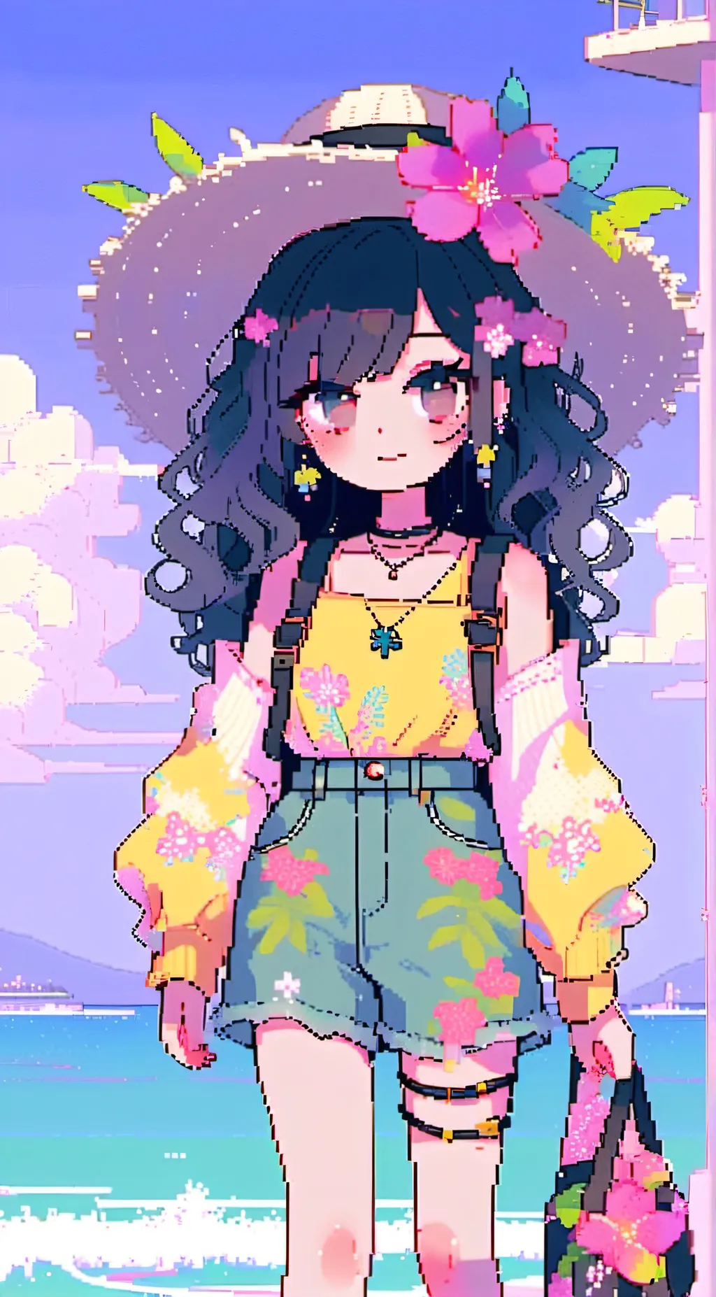 ai character: beach day CH background