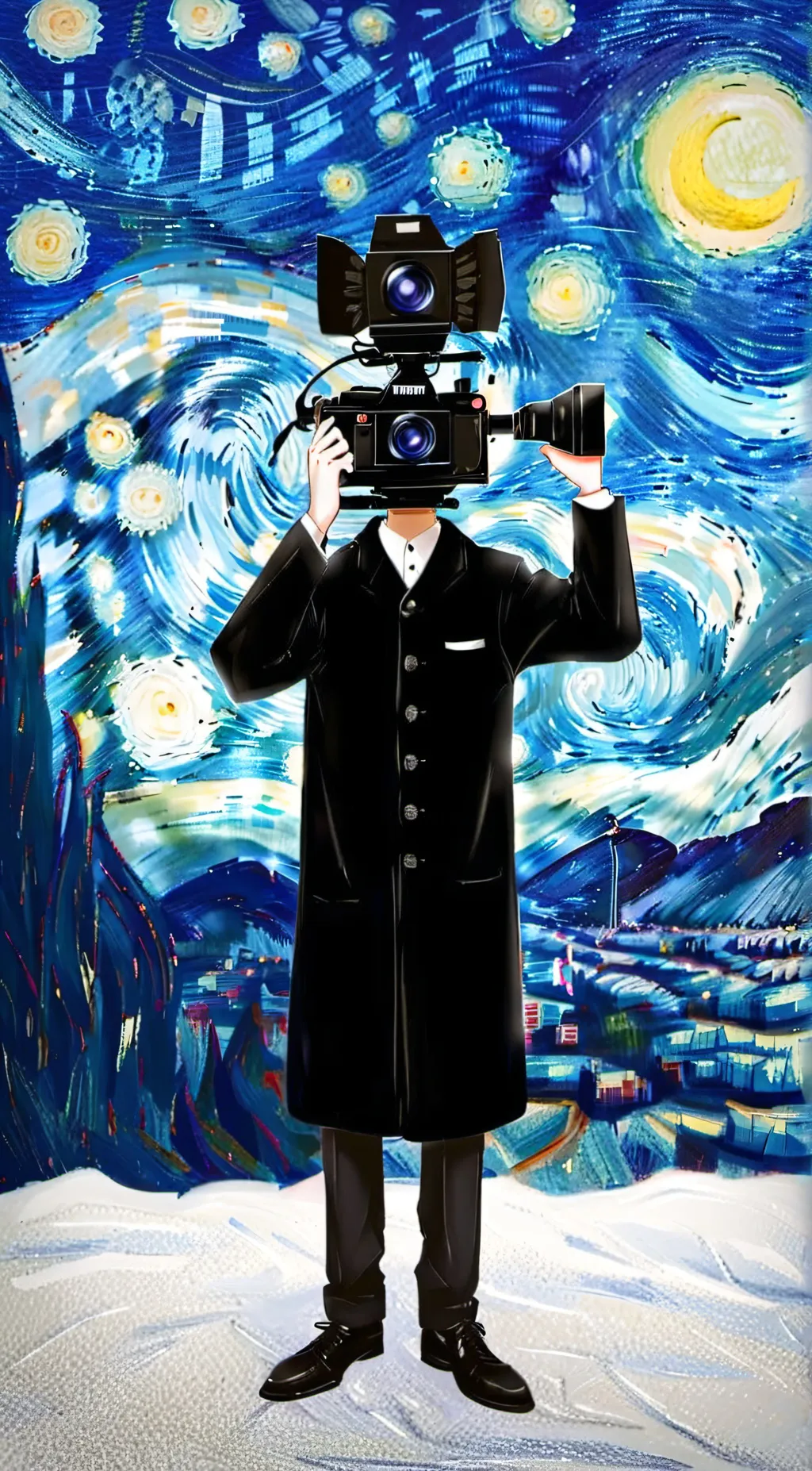 ai character: Large Cameraman background