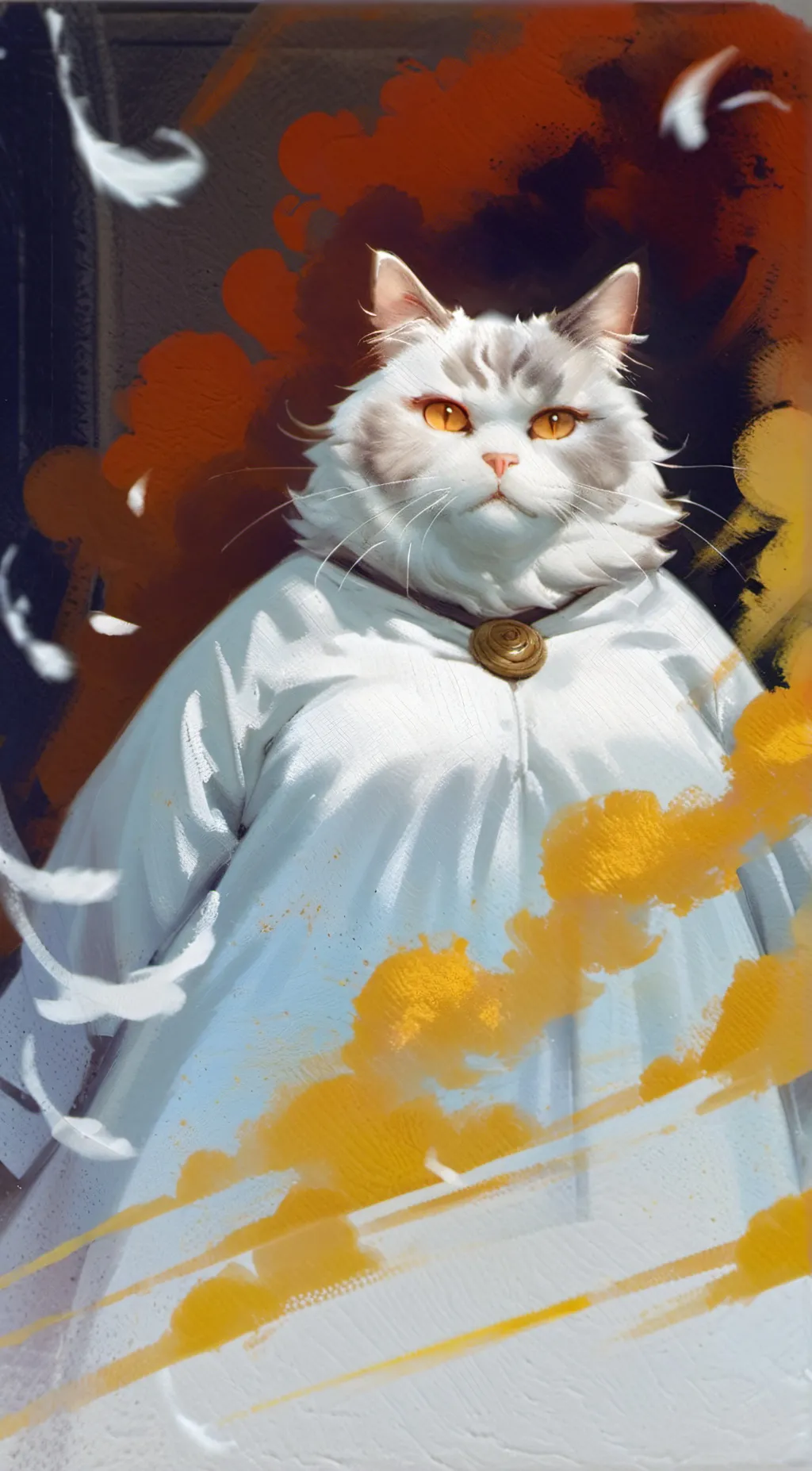 ai character: White Cat background