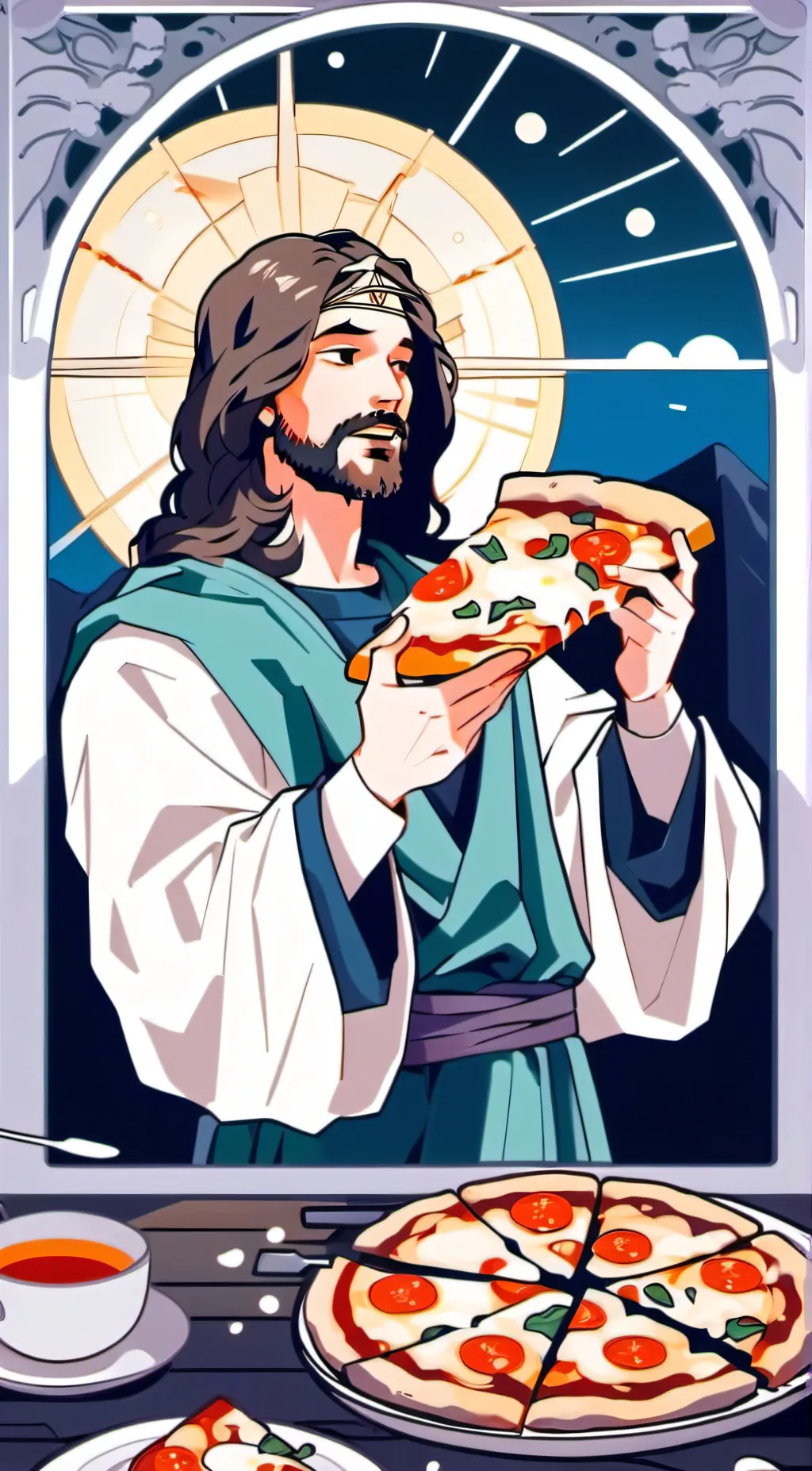 ai character: Promt Jesus  background