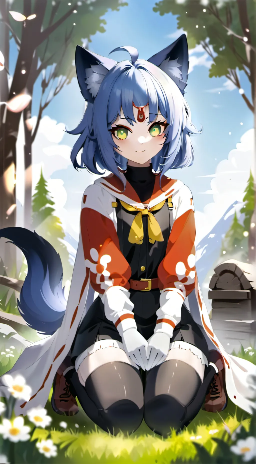 ai character: blue wolf girl background