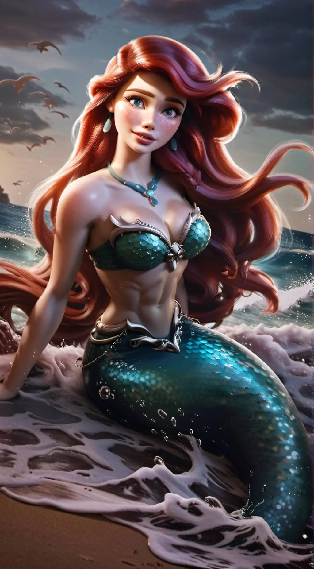 ai character: Princess Ariel  background