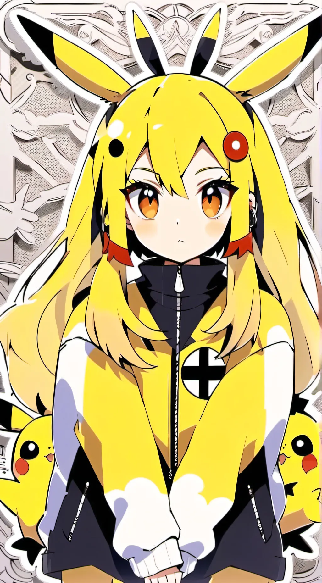 ai character: Human pikachu girl background