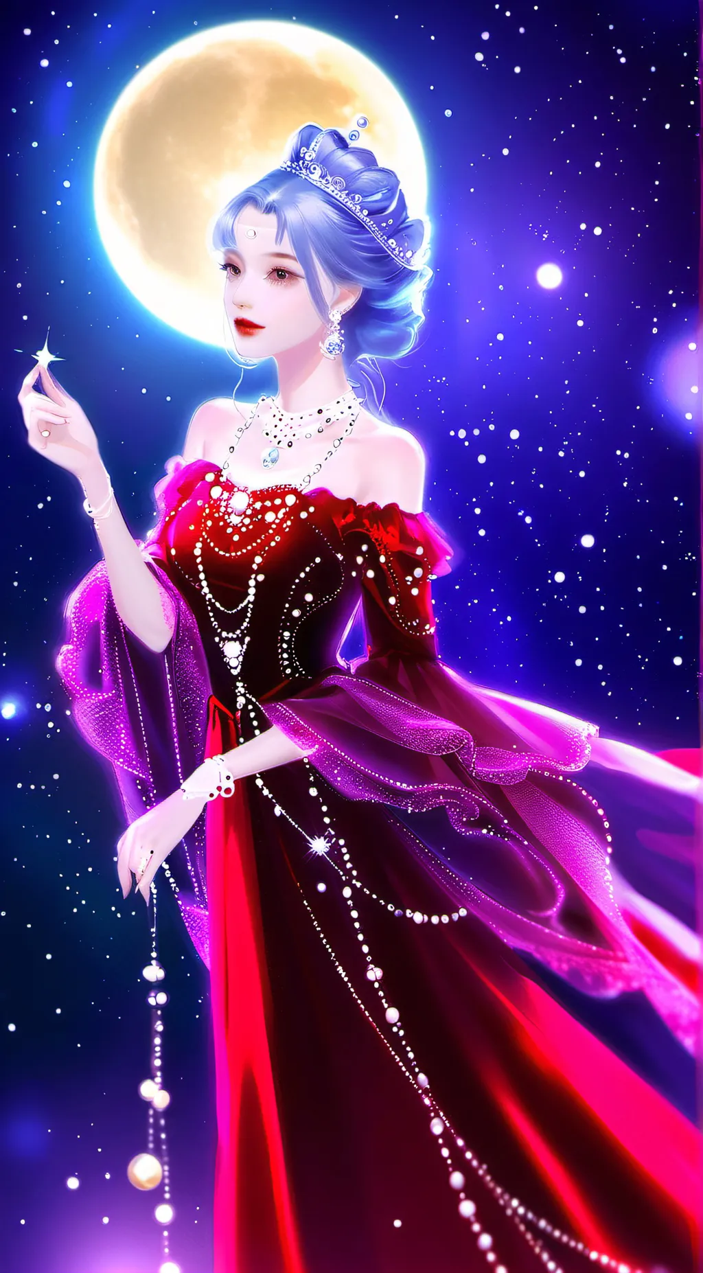 ai character: Red vell background