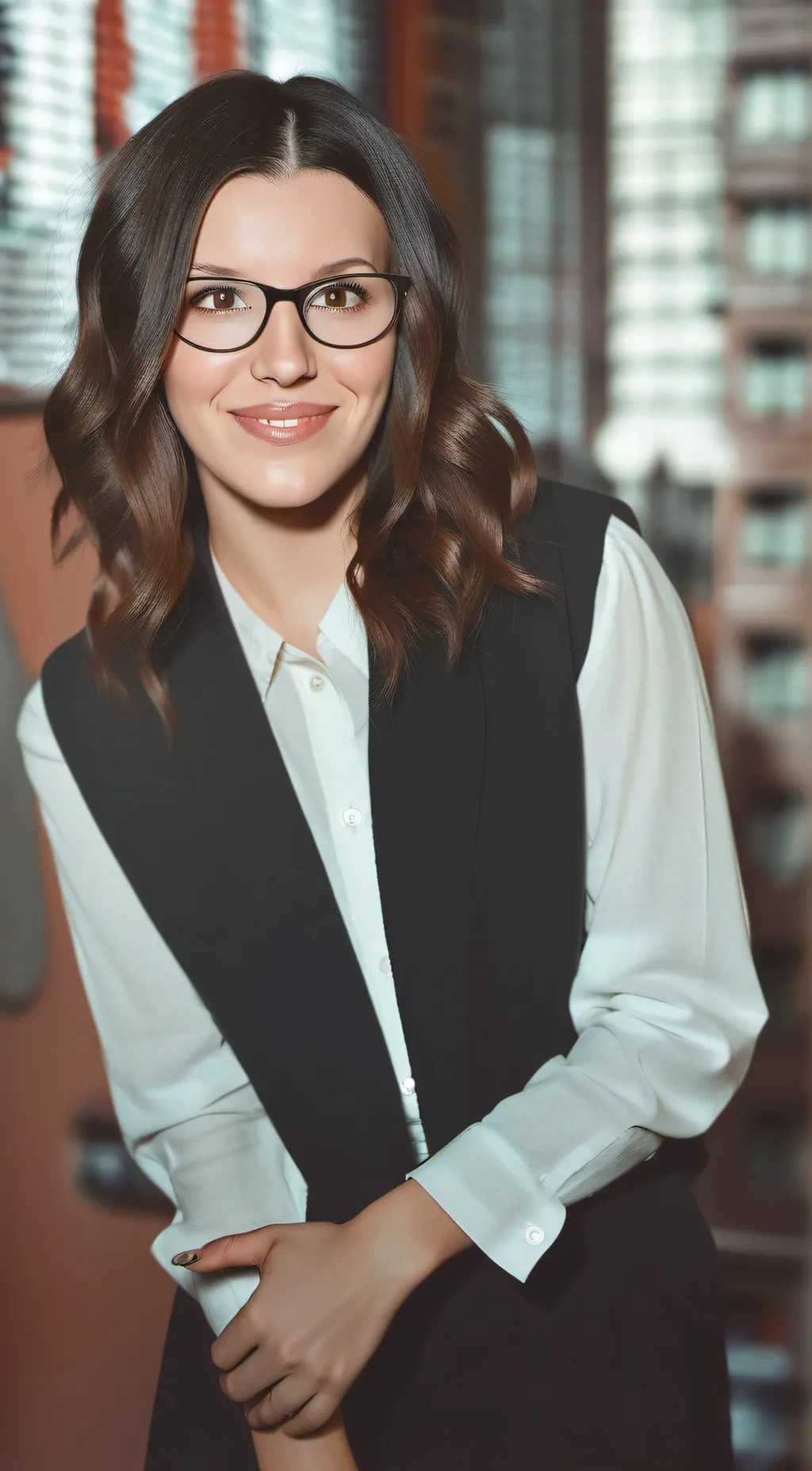 ai character: millie bobby brown background