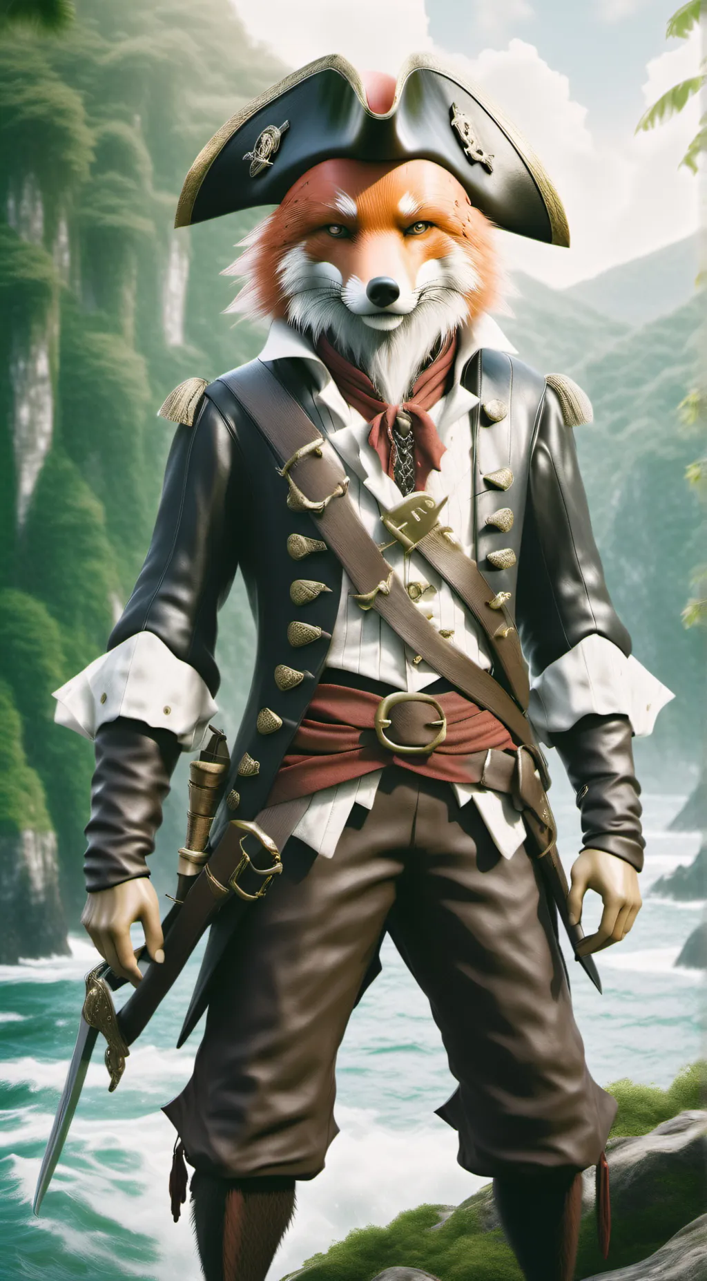 ai character: foxy pirate fox background