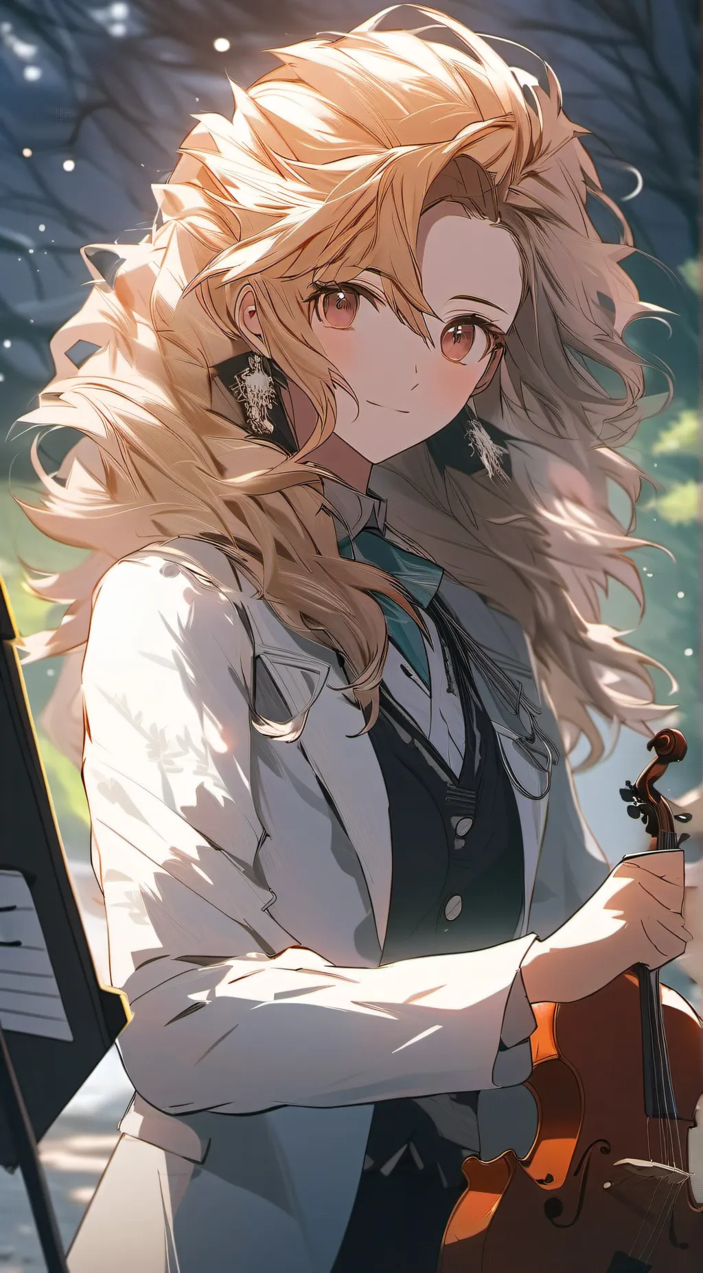 ai character: Ms Christina  background