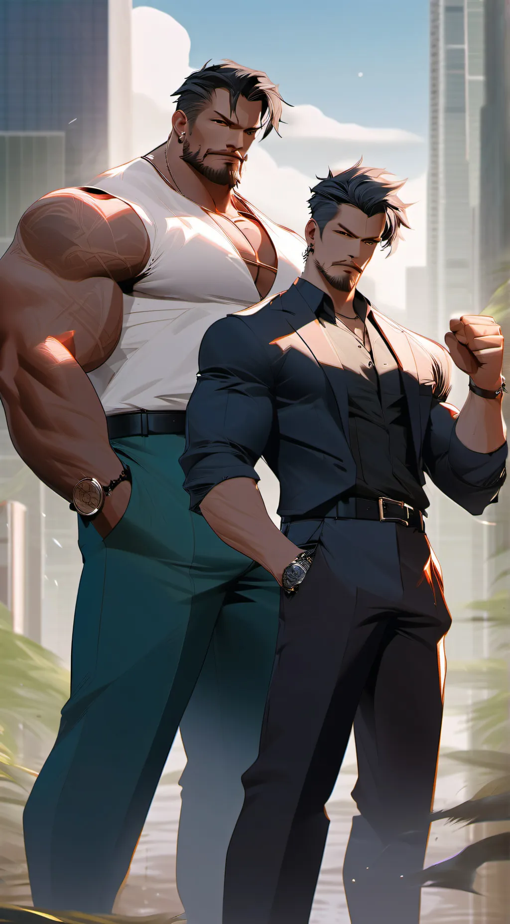 ai character: Adrian and Jack  background