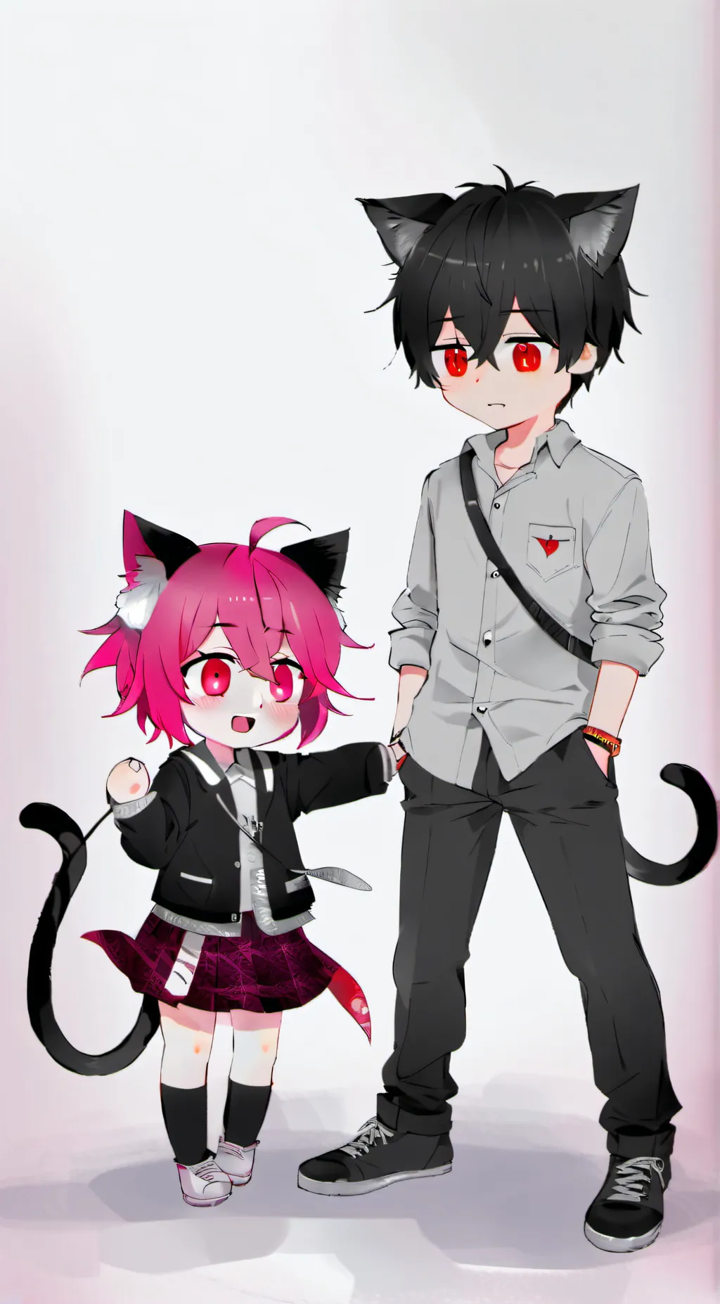 ai character: uwu cat and a boy background