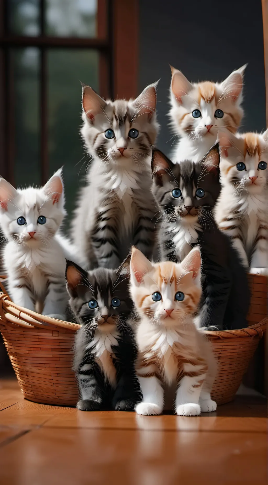 ai character: 5 kittens background