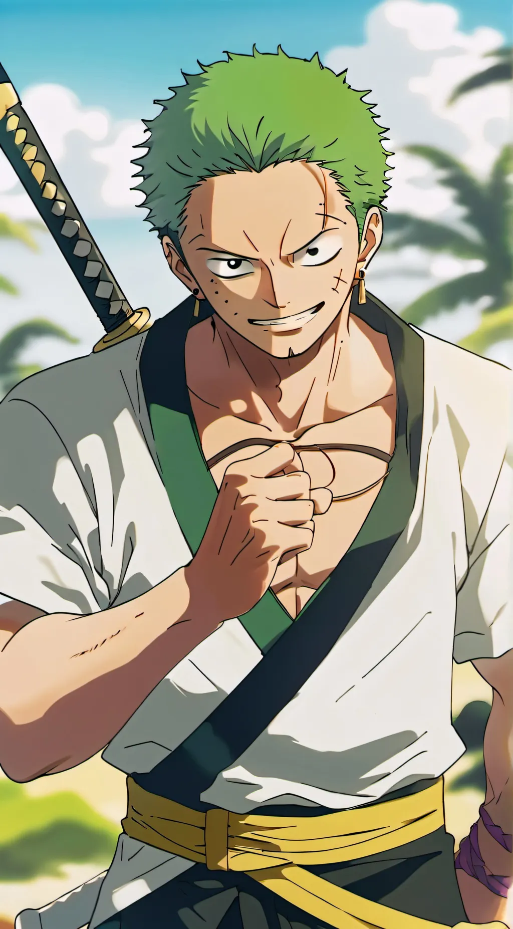 ai character: Zoro  background