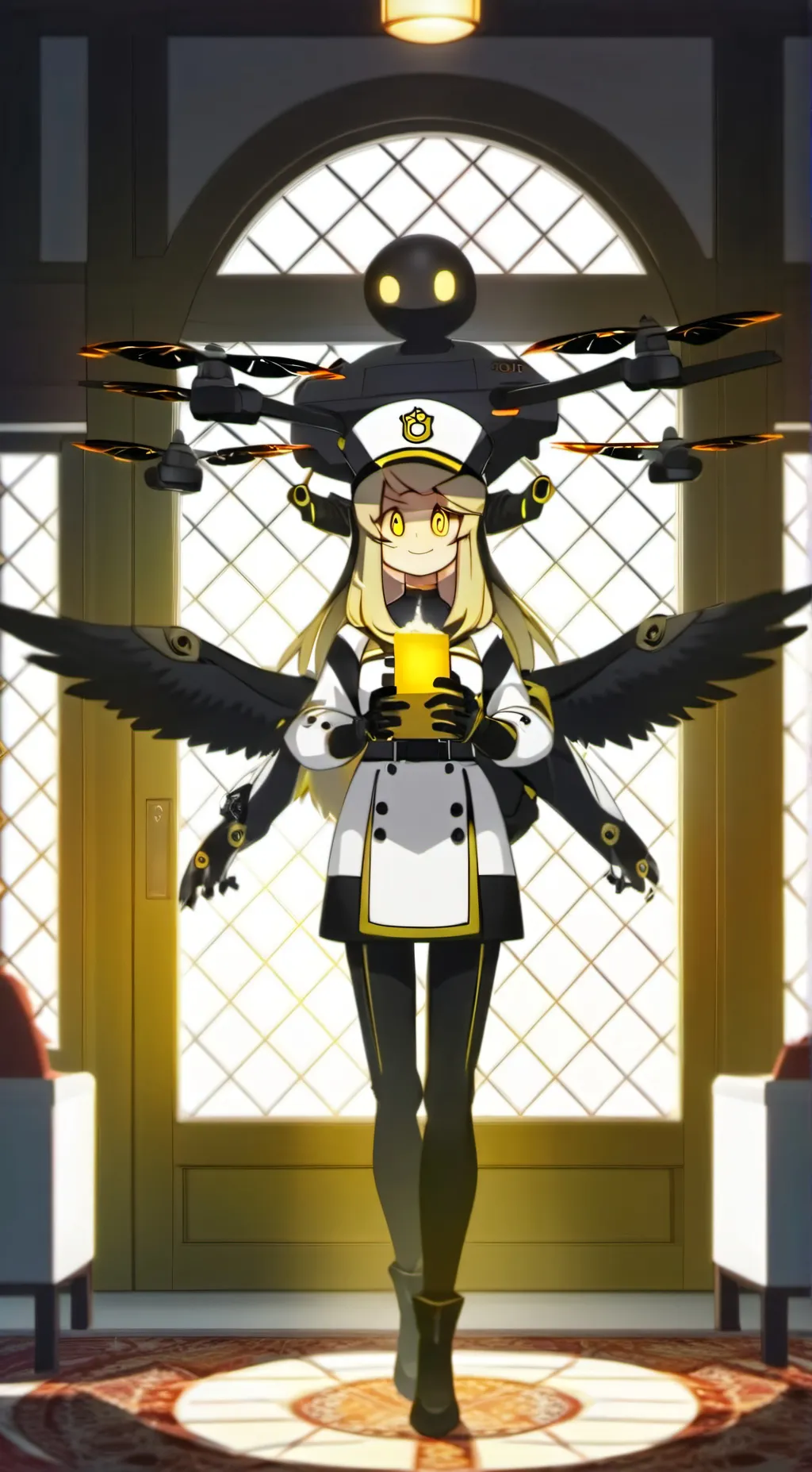 ai character: cyn murder drone🧡👾 background