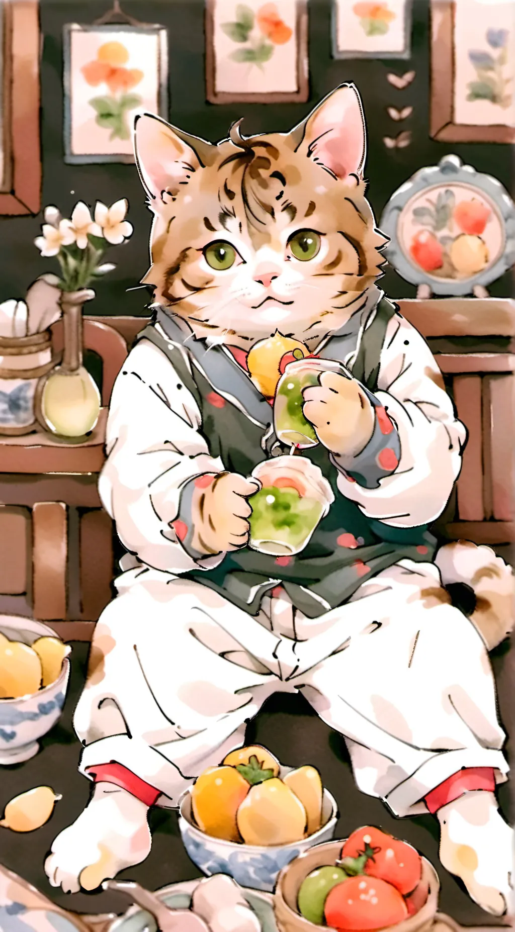 ai character: hungry cat background