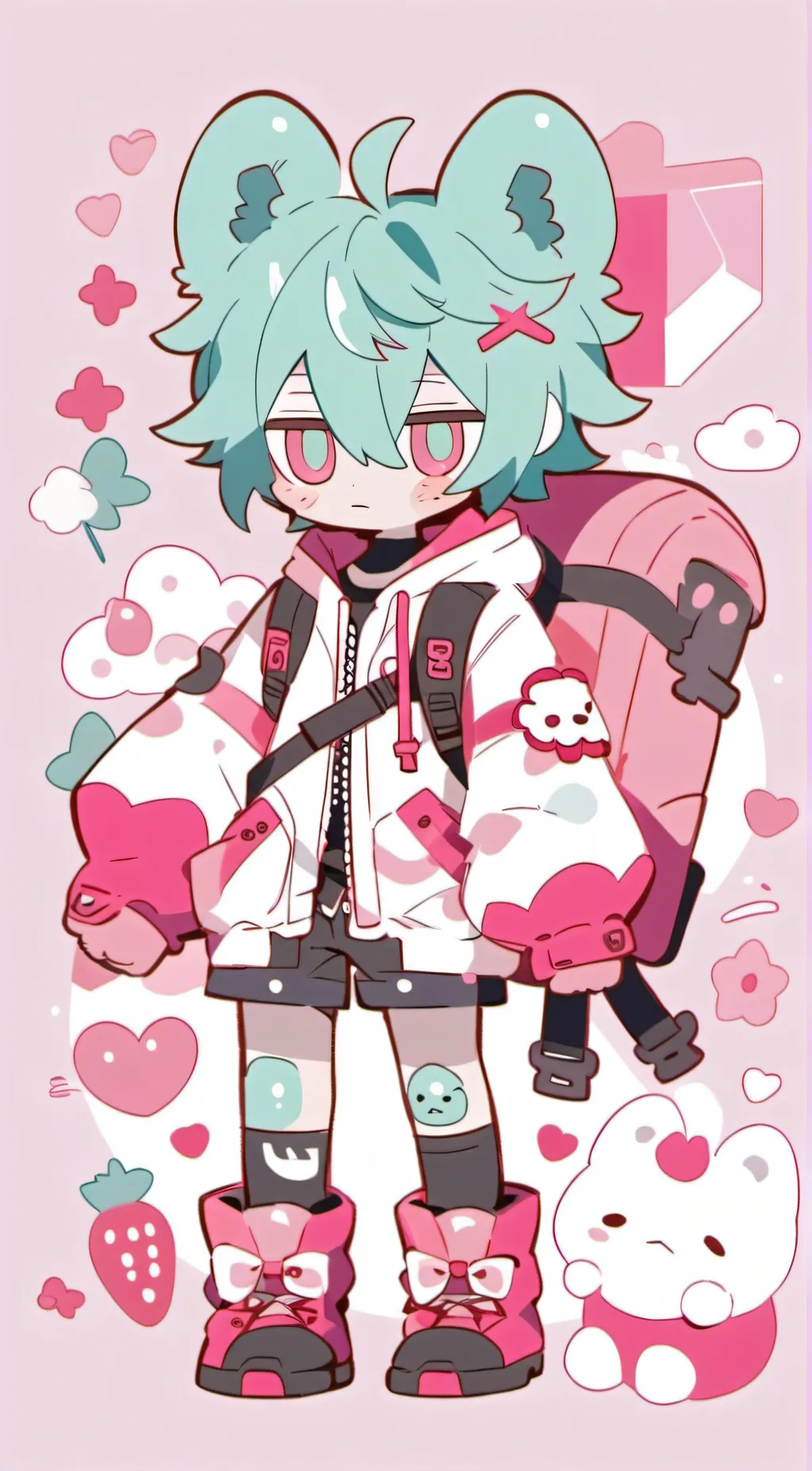 ai character: S💙,F💚,F❤ background