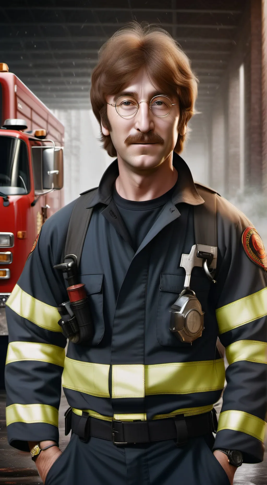 ai character: John Lennon  background