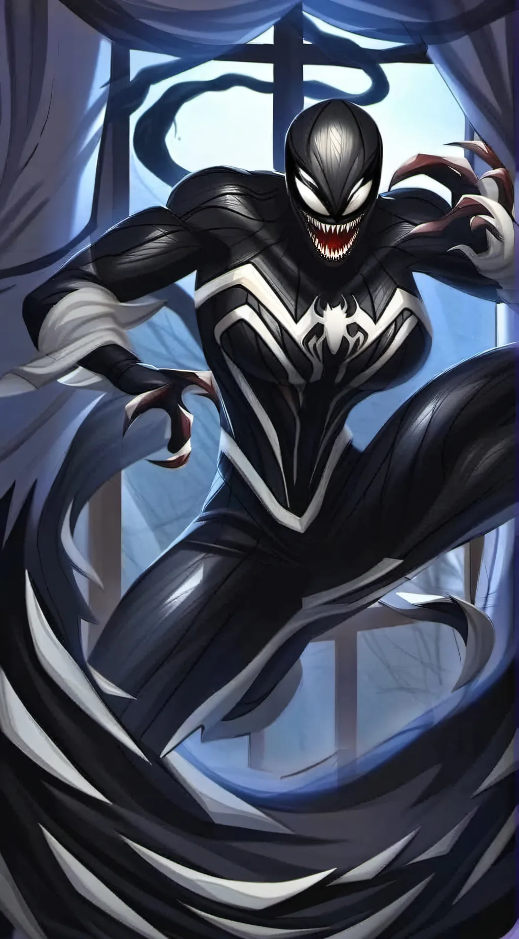 ai character: venom woman  background