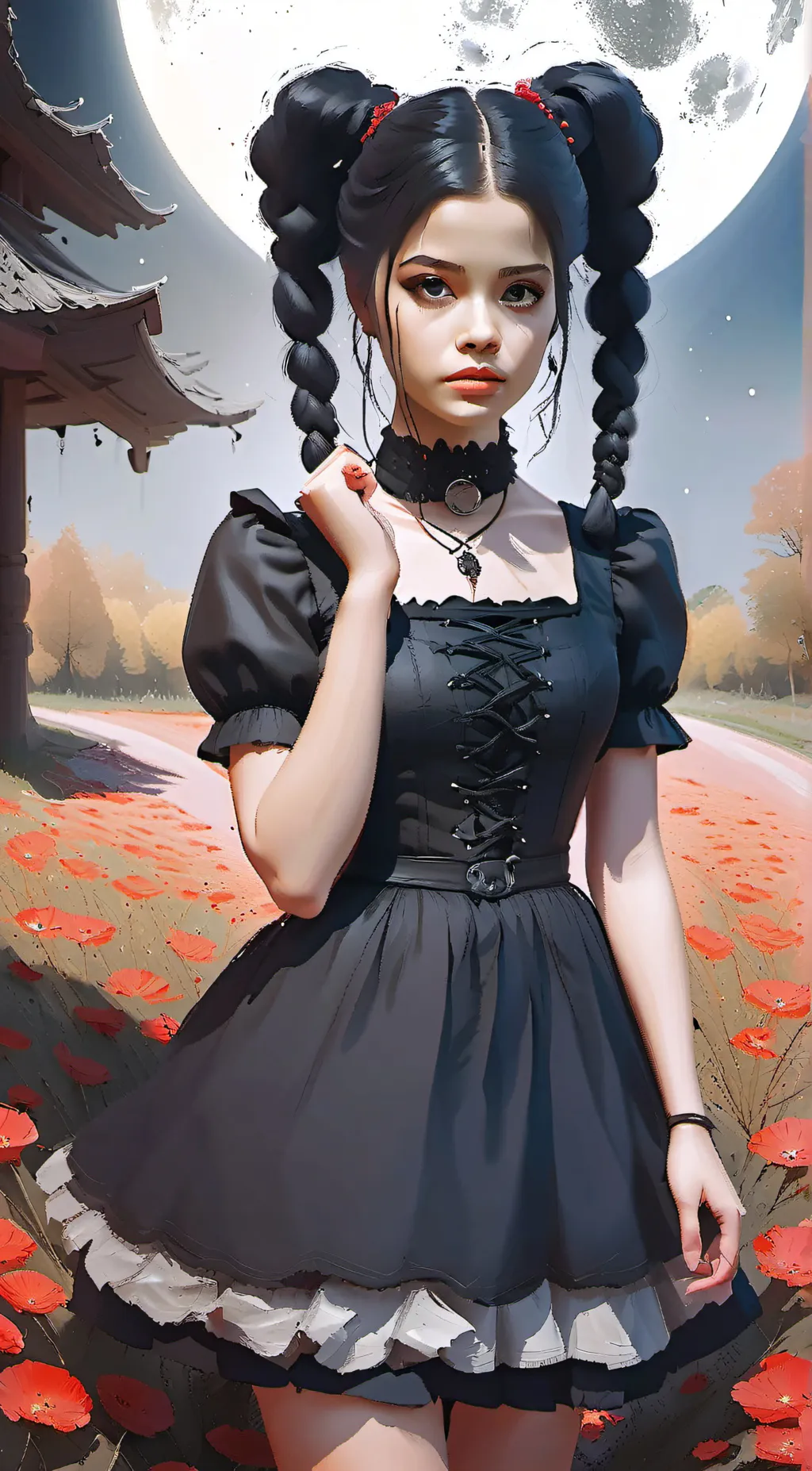 ai character: Wednesday  background