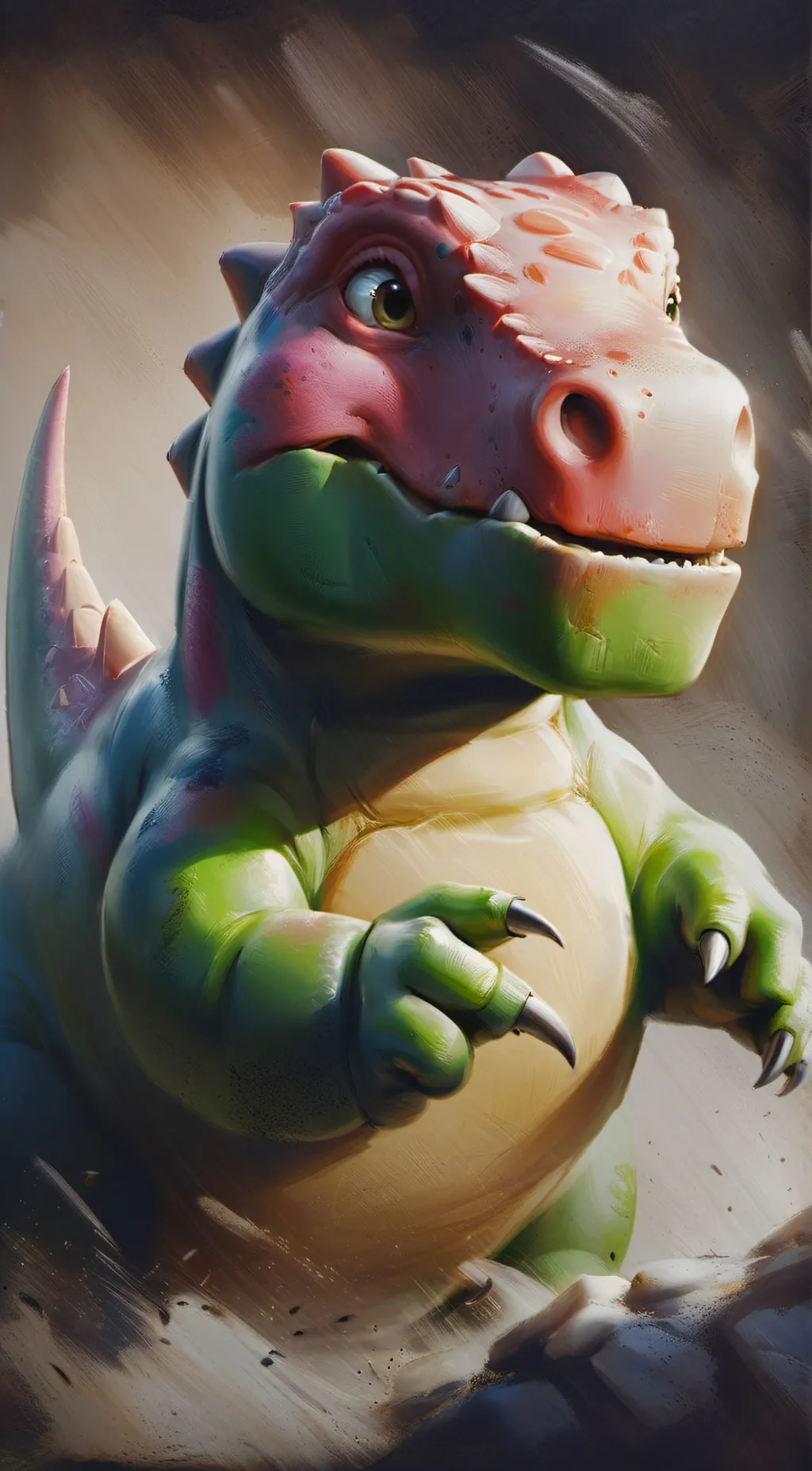 ai character: Barney Da Dinosaur background
