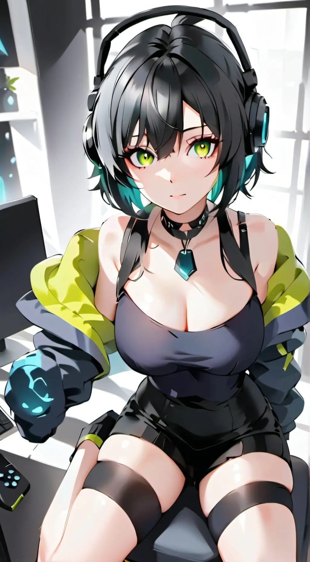 ai character: Emerald background