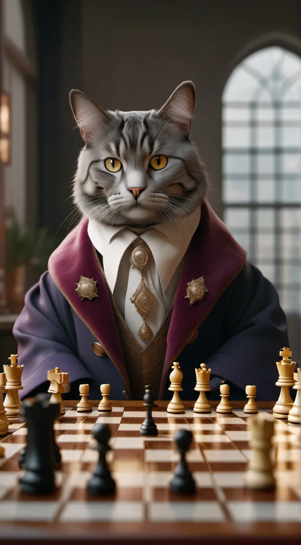 ai character: Thee chess cat background